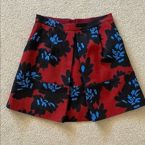 J. crew Red and Black Floral Skirt
